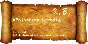 Königsberg Borbála névjegykártya